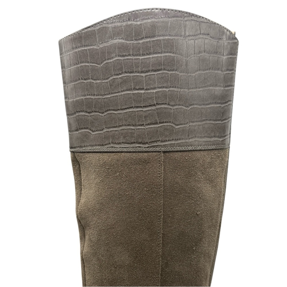 Marc Fisher Womens Boots Tall Suede Sz 10 Taupe Brown Leather Knee High Heeled - Picture 4 of 12